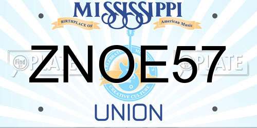 ZNOE57 Mississippi License Plate