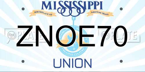 ZNOE70 Mississippi License Plate