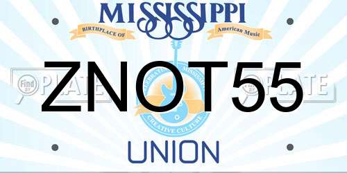 ZNOT55 Mississippi License Plate