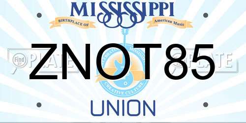 ZNOT85 Mississippi License Plate