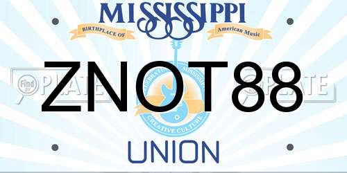 ZNOT88 Mississippi License Plate