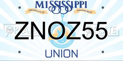 ZNOZ55 Mississippi License Plate