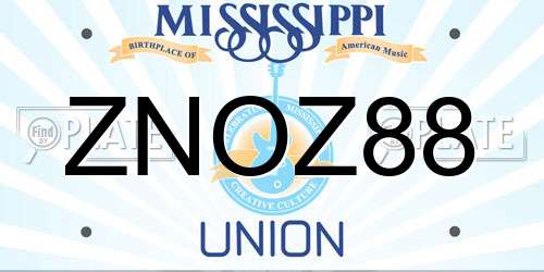 ZNOZ88 Mississippi License Plate