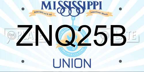 ZNQ25B Mississippi License Plate