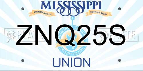 ZNQ25S Mississippi License Plate