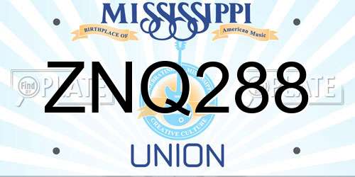 ZNQ288 Mississippi License Plate
