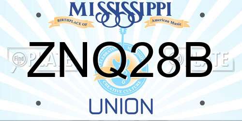 ZNQ28B Mississippi License Plate