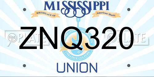 ZNQ320 Mississippi License Plate