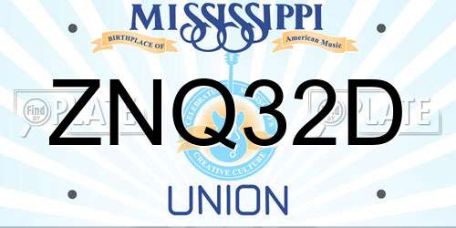 ZNQ32D Mississippi License Plate