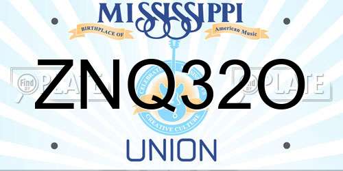 ZNQ32O Mississippi License Plate