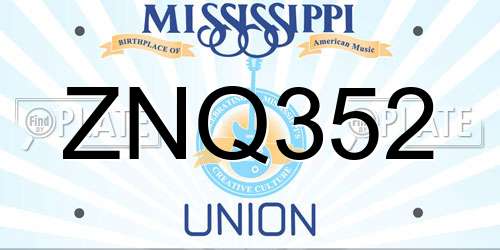 ZNQ352 Mississippi License Plate