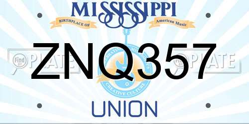 ZNQ357 Mississippi License Plate
