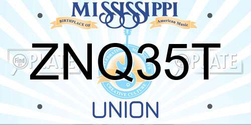 ZNQ35T Mississippi License Plate