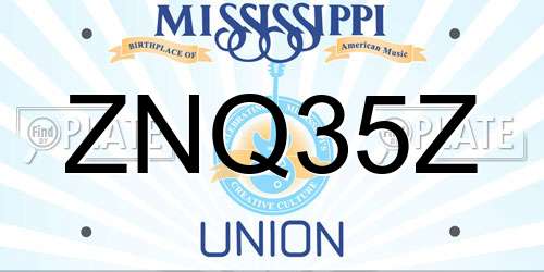 ZNQ35Z Mississippi License Plate
