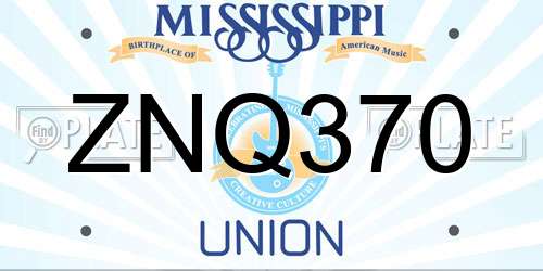 ZNQ370 Mississippi License Plate