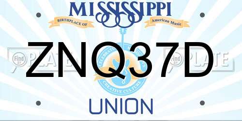 ZNQ37D Mississippi License Plate