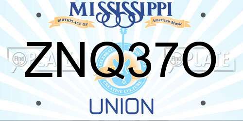 ZNQ37O Mississippi License Plate