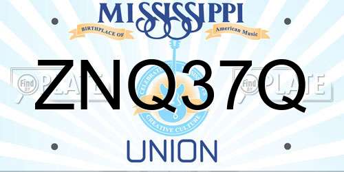 ZNQ37Q Mississippi License Plate