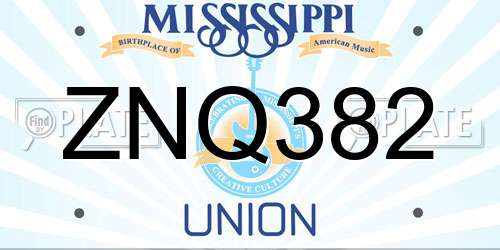 ZNQ382 Mississippi License Plate
