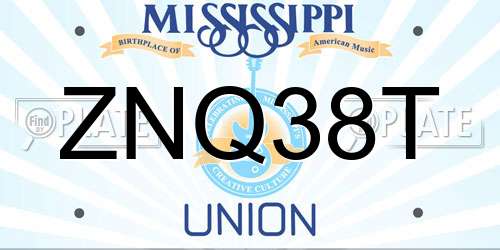 ZNQ38T Mississippi License Plate