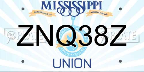 ZNQ38Z Mississippi License Plate
