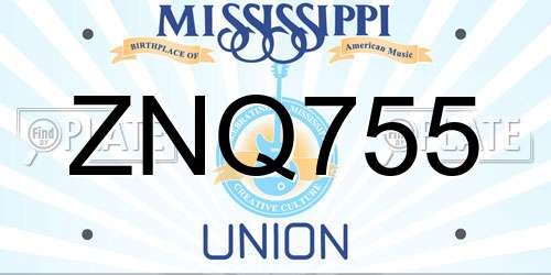 ZNQ755 Mississippi License Plate