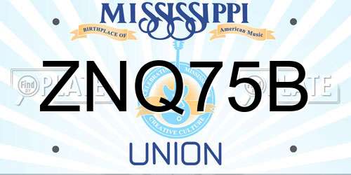 ZNQ75B Mississippi License Plate