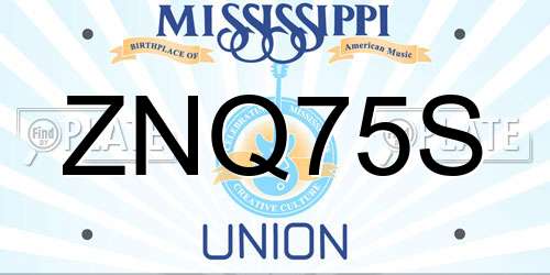 ZNQ75S Mississippi License Plate