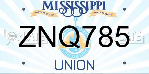 ZNQ785 Mississippi License Plate