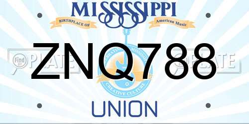 ZNQ788 Mississippi License Plate