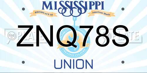 ZNQ78S Mississippi License Plate