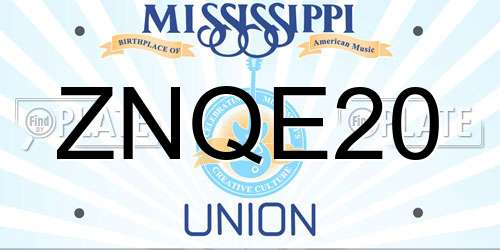 ZNQE20 Mississippi License Plate