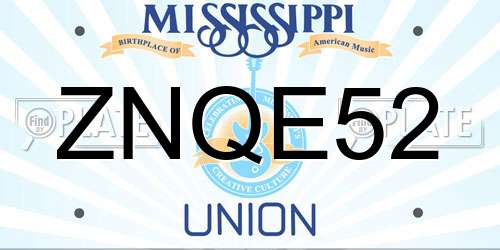 ZNQE52 Mississippi License Plate