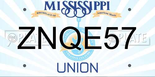 ZNQE57 Mississippi License Plate