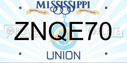 ZNQE70 Mississippi License Plate