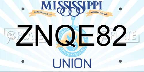 ZNQE82 Mississippi License Plate