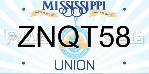 ZNQT58 Mississippi License Plate