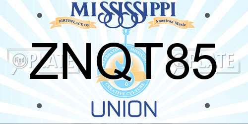 ZNQT85 Mississippi License Plate
