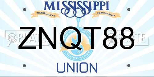 ZNQT88 Mississippi License Plate