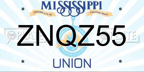 ZNQZ55 Mississippi License Plate