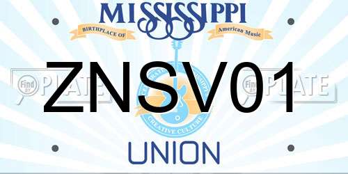 ZNSV01 Mississippi License Plate