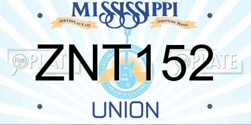 ZNT152 Mississippi License Plate