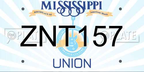 ZNT157 Mississippi License Plate