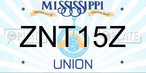 ZNT15Z Mississippi License Plate
