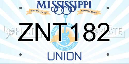 ZNT182 Mississippi License Plate