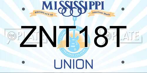 ZNT18T Mississippi License Plate