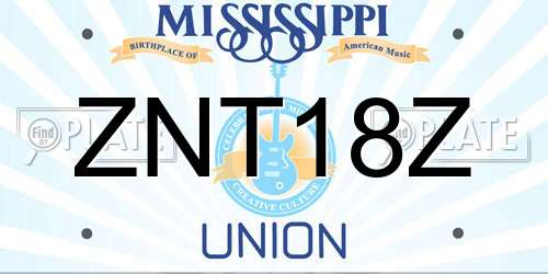 ZNT18Z Mississippi License Plate