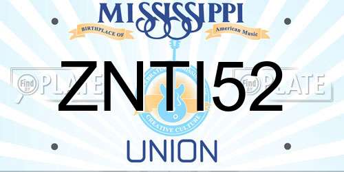 ZNTI52 Mississippi License Plate