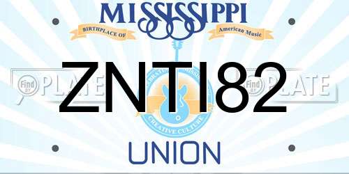 ZNTI82 Mississippi License Plate