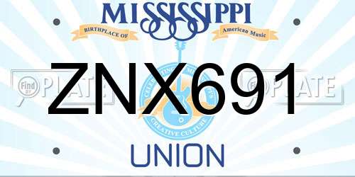 ZNX691 Mississippi License Plate